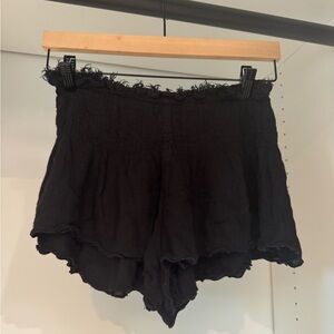 Free People Black Ruffled Shorts